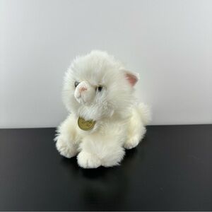 Aurora Miyoni Cat Plush Persian Long Haired Fluffy White Stuffed Toy Yellow Eyes